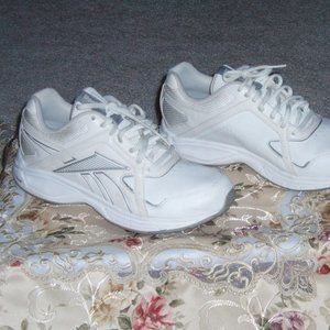 White/Silver Gray Reebok Athletic Walking Shoes - Size 9